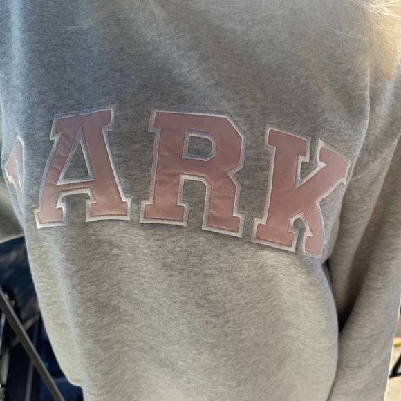 PARKE Miami Exclusive Grey Varsity Mock Neck Sweatshirt with Pink Logo L-XL - Picture 2 of 11